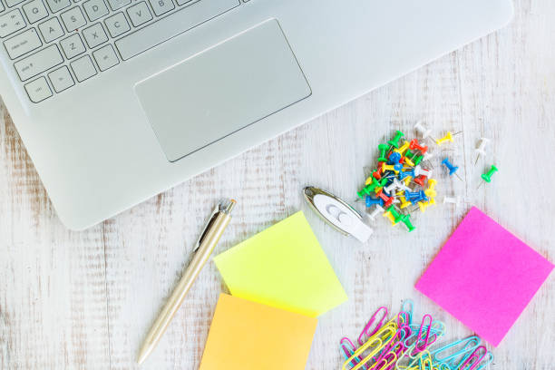 istock Work From Home Desk With Computer Laptop and Office Supplies 997163536