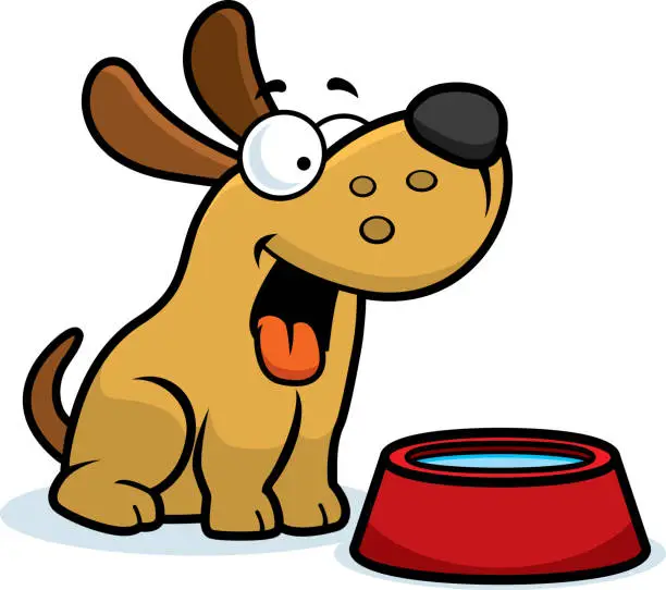 Vector illustration of Cartoon Dog Water Bowl