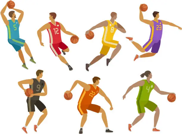 Vector illustration of Basketball players. Sport concept. Cartoon vector illustration