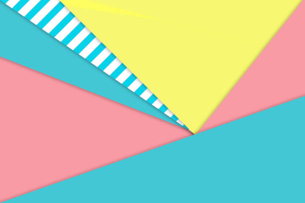 istock Abstract paper  background with pastel aqua pink yellow beach colors with striped pattern - material design 997254376