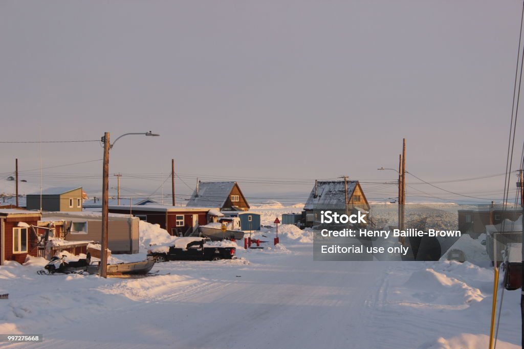 Iqaluit Street A residential street in Iqaluit. Nunavut Stock Photo