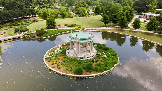 Aerial image of the 1904 World's Fair Nathan Frank Memorial Bandstand in Forest Park, St. Louis, MO.