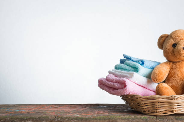 istock Blue and white towel on rustic wood background 997289502