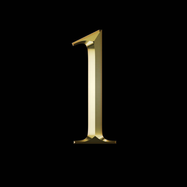 istock Gold number one 1 on a black background 997324884