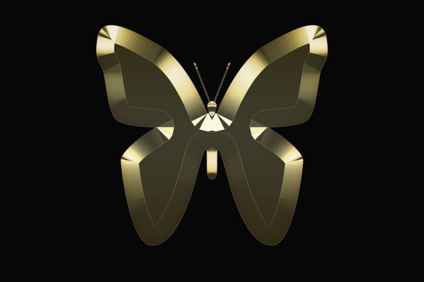 istock Gold butterfly on a black background 997332328