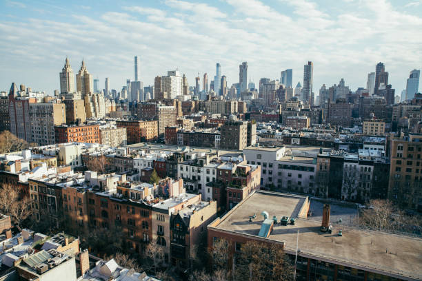 New York City Skyline from a Rooftop in the Upper West Side stock photo