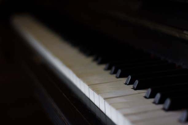istock Close up on black and white piano keys 997350624