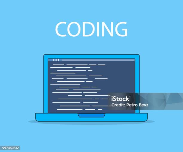 Vector Laptop Coding Concept Web Developer Design Programming Laptop ...