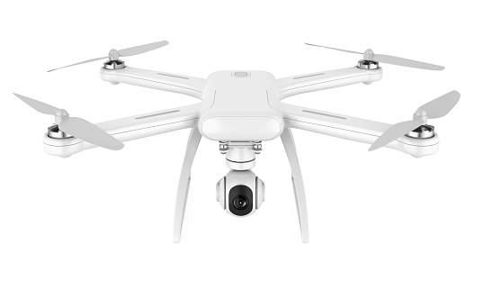 Drone with Camera isolated on white background. 3D render