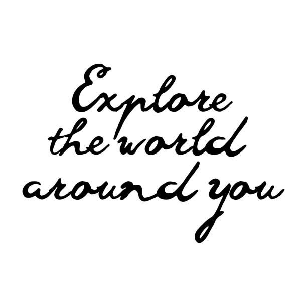 istock Explore the world around you, hand drawn wonder, exploration quote. Artworks for wear. Inspirational typography emblem. 997369364