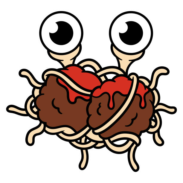 ilustraciones, imágenes clip art, dibujos animados e iconos de stock de dibujos animados flying spaghetti monster - agnosticismo