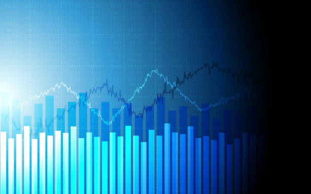istock abstract financial chart with graph and stock market on blue color background 997373132