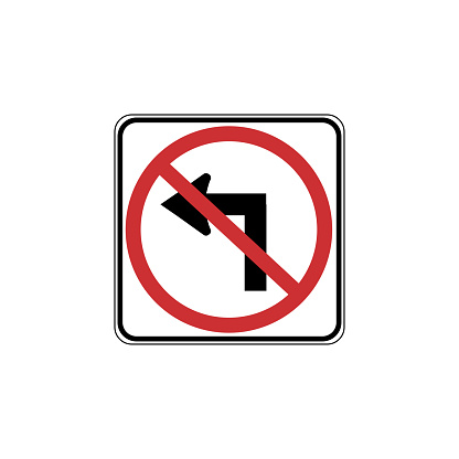 USA traffic road signs. no left turn. vector illustration