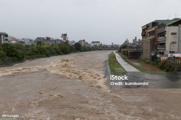 Torrential Rain In Kyoto Stock Photo - Download Image Now - Flood, Japan, Natural Disaster