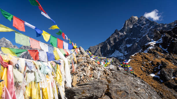 istock Prayer flags on top of Zatra la pass, Himalayas range, Nepal 997427924