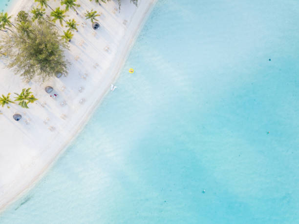 Beach Aerial View, French Polynesia stock photo