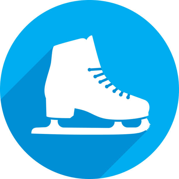 Ice Skate Icon Silhouette Vector illustration of a blue ice skate icon in flat style. hockey skate stock illustrations
