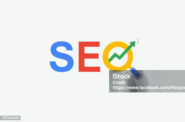 Seo Minimal Flat Logo With Magnifying Glass Arrow And Cursor Symbol Multi Color Design Stock Illustration - Download Image Now