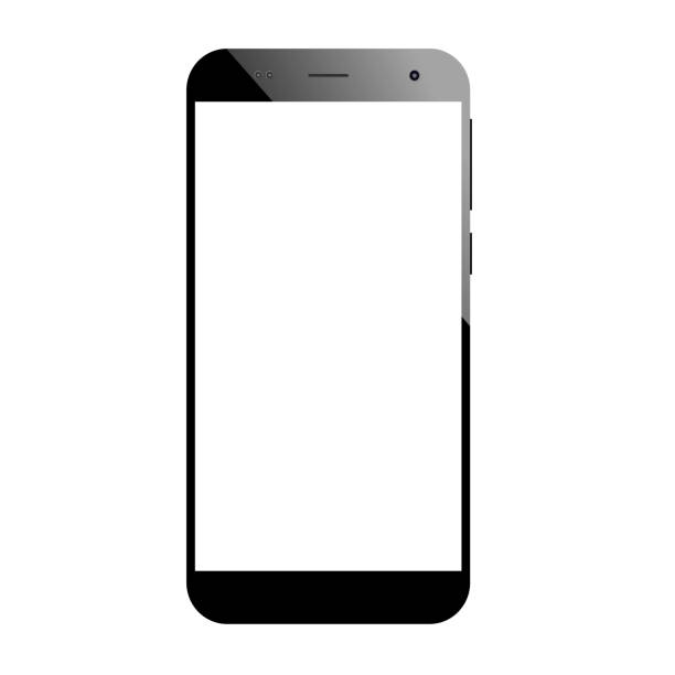 smartphone moderno na cor preta com tela em branco - ecrã em branco - fotografias e filmes do acervo