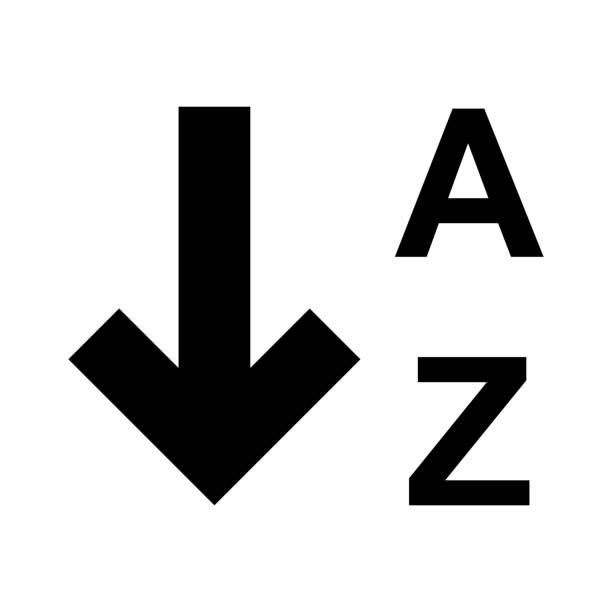 sort from A to Z, arrow button icon sort from A to Z, arrow button icon assort stock illustrations