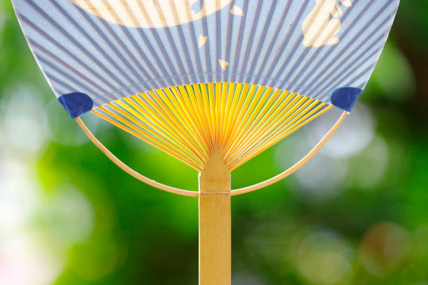 istock Japanese fan Green background 997500214