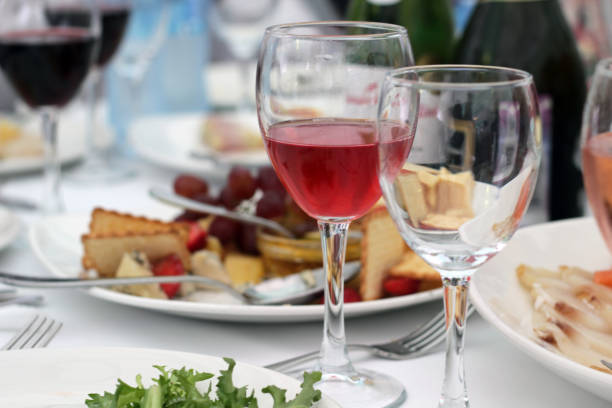 istock Festive table with food and drink close up 997500842