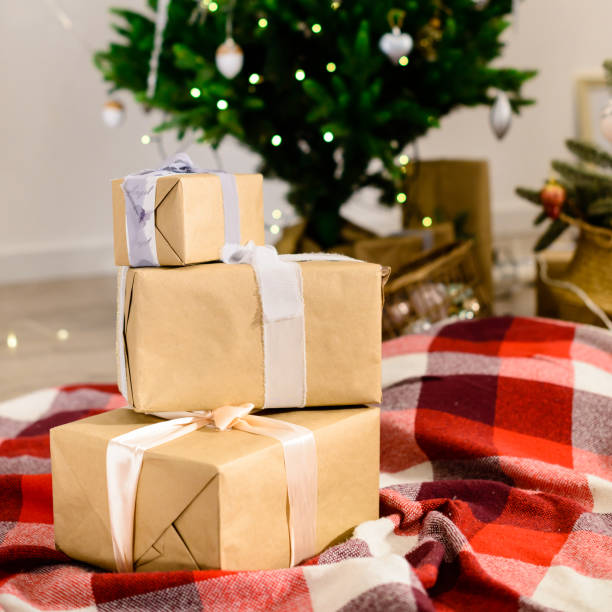 istock Beautiful Christmas interior design. Selective focus on gifts, o 997508496