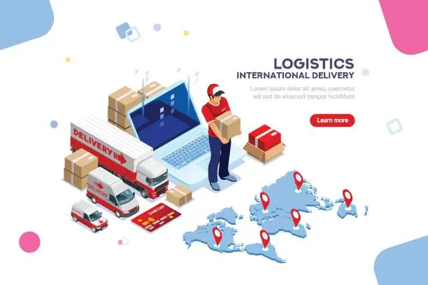 Vector illustration of Logistics of International Delivery