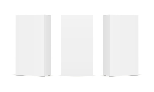 Set of blank white product packaging boxes
