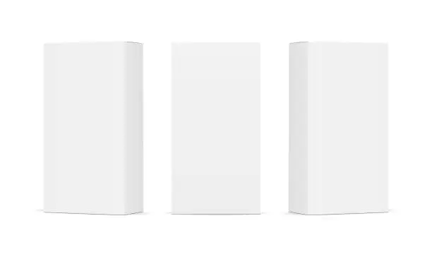 Vector illustration of Set of blank white product packaging boxes