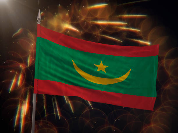 istock Flag of Mauritania with fireworks display in the background 997514170