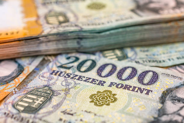 istock Stack of Hungarian 20000 forint banknotes close up 997519112