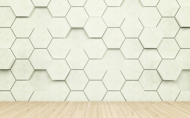 istock Abstact room with light wood floor and futuristic wall. 3d render 997527898