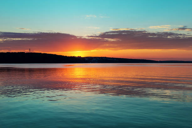 Gorgeous sunset on calm lake