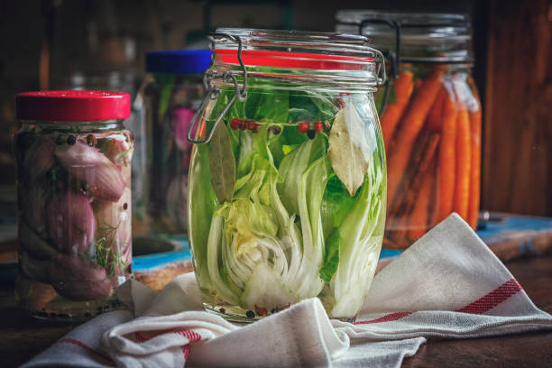 Preserving Organic Bok Choy in Jars