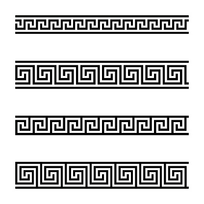 Seamless meander patterns on white background