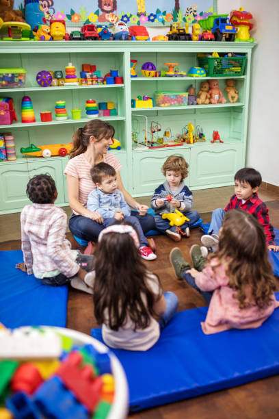 istock Teacher telling story to preschool students 997548768
