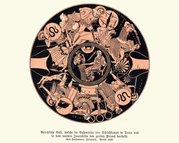 istock Ancient Greek vase design, Warriors and heros of mythology 997555780