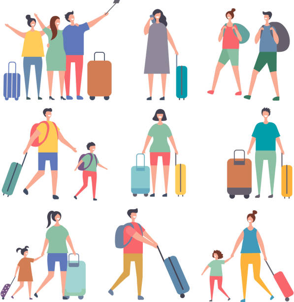 istock Travellers characters. Male and female characters at summer holidays 997558346
