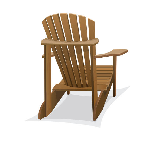 деревянный пляжный стул - patio chair stock illustrations