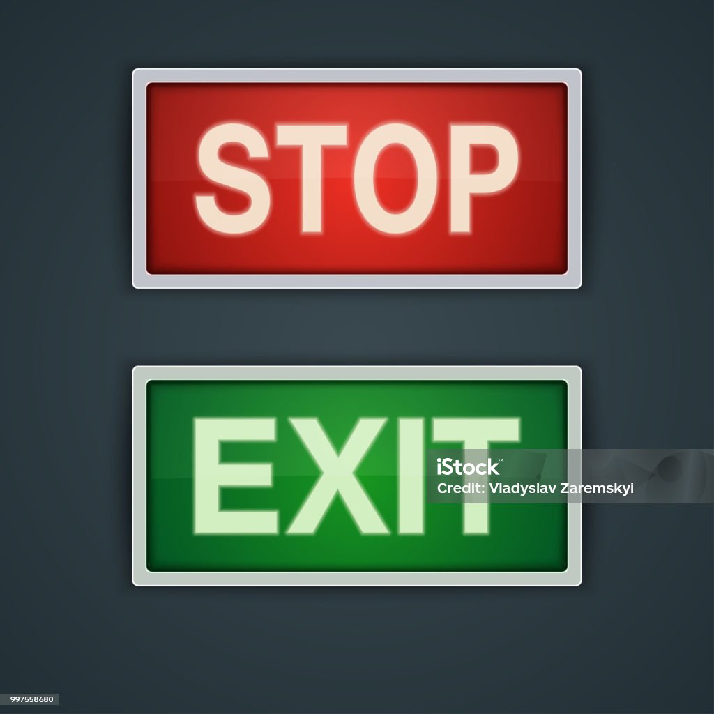 Stop/exit Exit Sign Stop Sign Traffic Banners Stock Illustration - Download Image ...