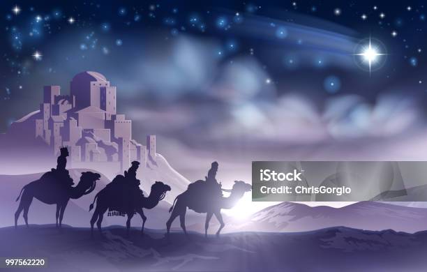 Three Wise Men Nativity Christmas Illustration Stock Illustration - Download Image Now - Three Wise Men, Bethlehem - West Bank, Christmas
