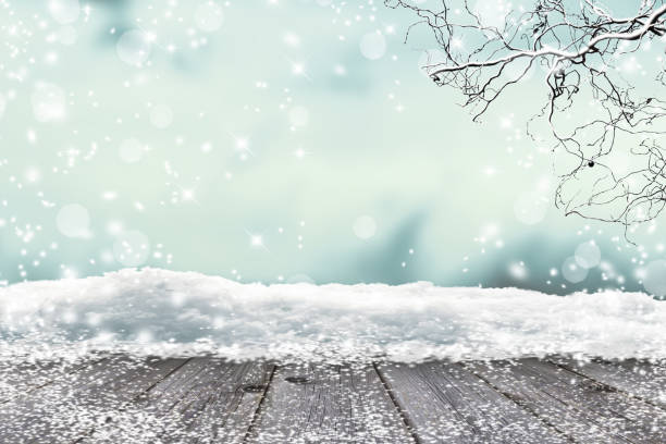 istock snowscape, wooden foreground 997562990
