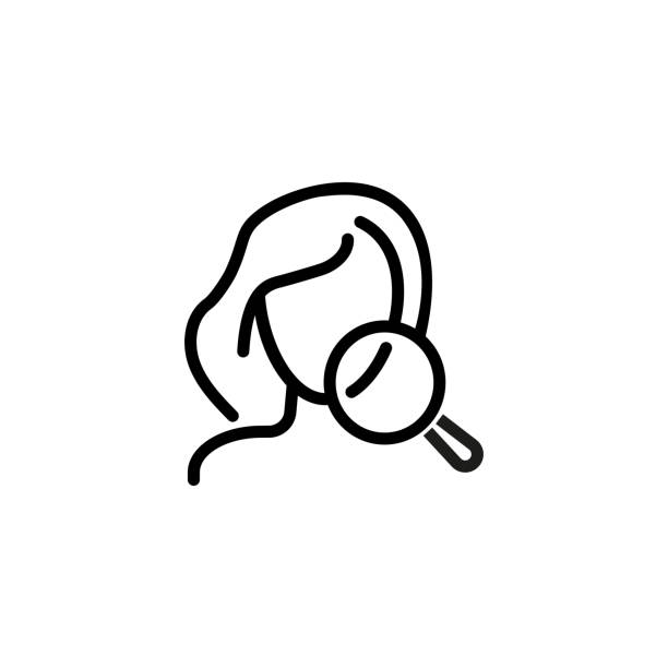 Problem skin line icon Problem skin line icon. Face, woman, magnifier, examining. Beauty care concept. Can be used for topics like spa salon, skincare, cosmetology, dermatology dermatology stock illustrations