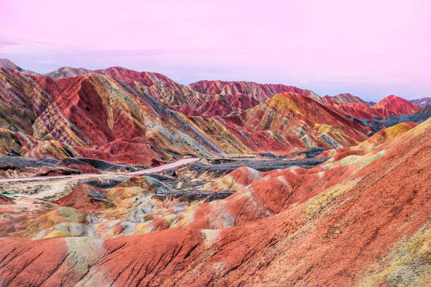 Colorful rainbow mountain in China Colorful rainbow mountain in China danxia landform stock pictures, royalty-free photos & images