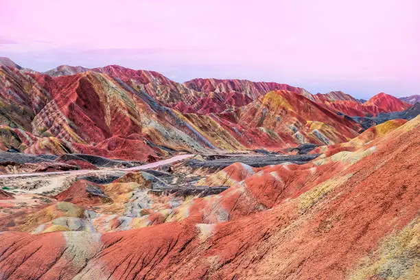 Colorful rainbow mountain in China