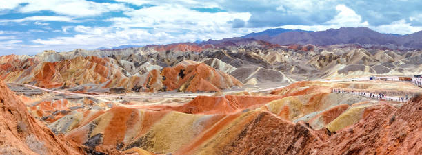 Zhangye Danxia Landform Geological Park Zhangye Danxia Landform Geological Park danxia landform stock pictures, royalty-free photos & images