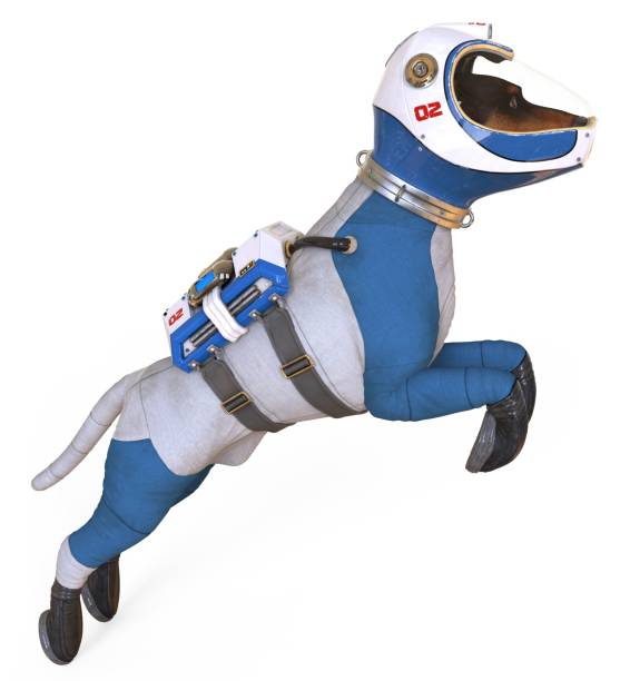 Dog in an astronaut's space suit. 3D illustration isolated on white.