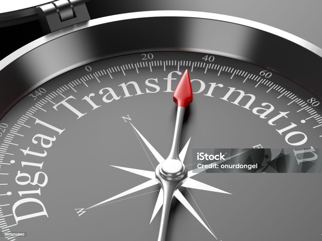 Compass Pointing to Digital Transformation Digital Transformation Stock Photo