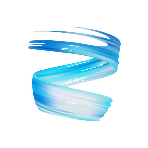 istock 3d realistic blue brush stroke oil or acrylic paint isolated on white background. Wave Liquid shape. Trendy design 997609112